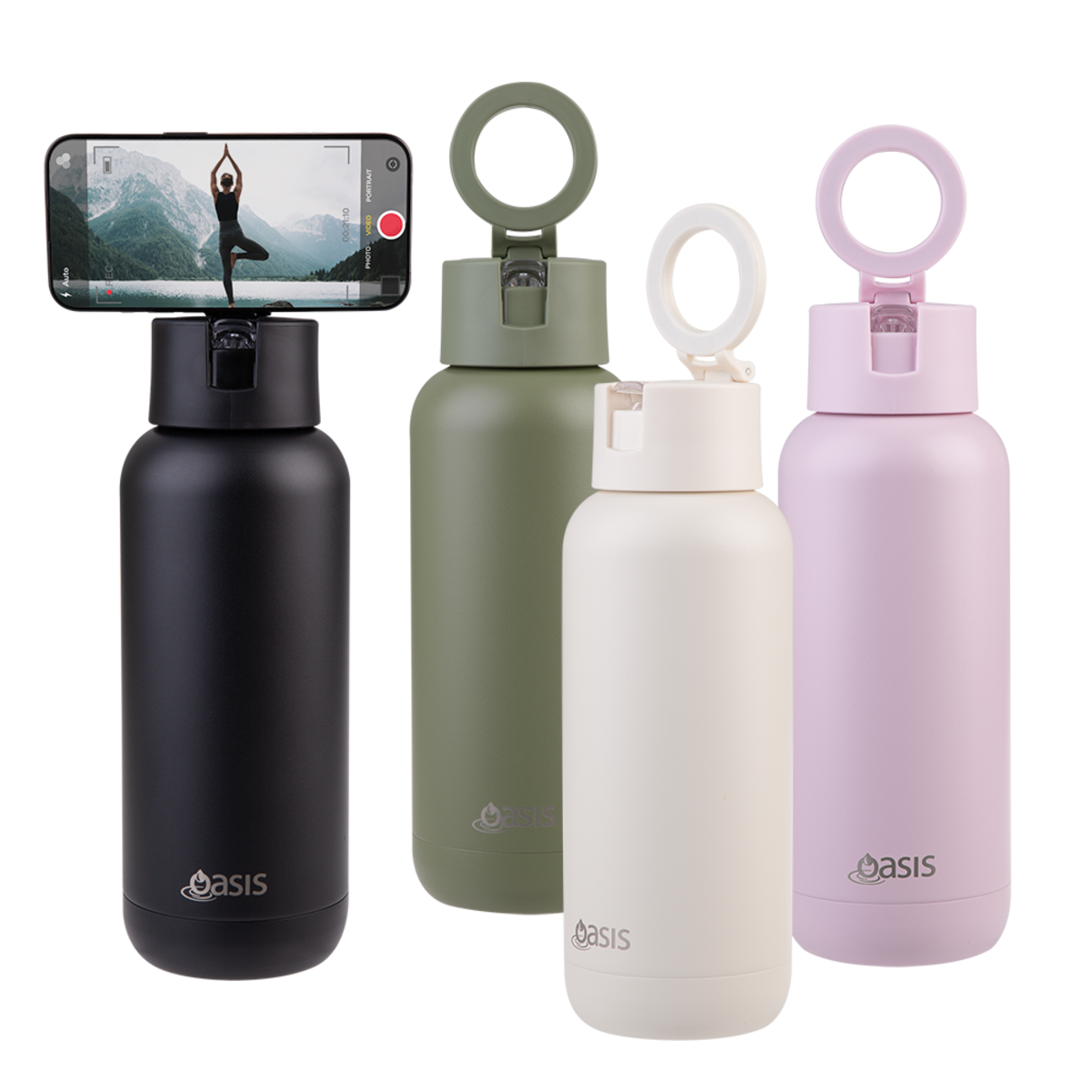 OASIS MAG-GRIP CERAMIC LINED STAINLESS STEEL TRIPLE WALL INSULATED 'MODA' DRINK BOTTLE 1L