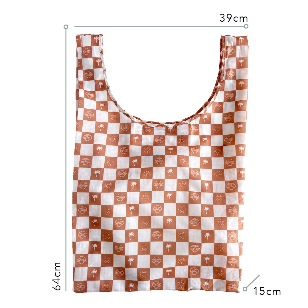 Hello Weekend Neutral Palm Trees, hearts & Shells - Foldable Shopper Bag