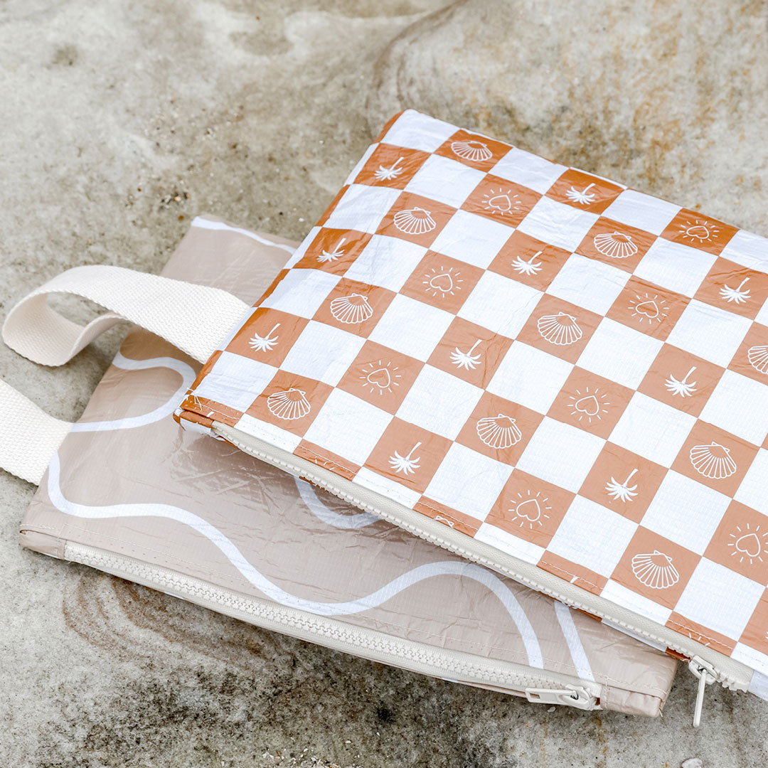 Hello Weekend Neutral Palm Tree, Hearts & shells- Zipper POUCH for Organisation