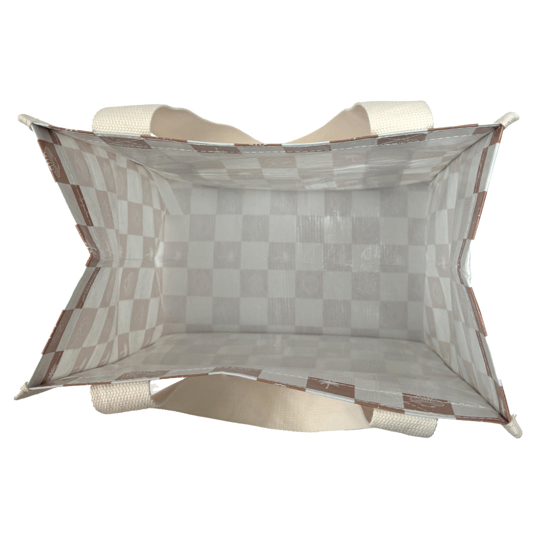 Hello Weekend Neutral Palm Trees, Hearts & Shells - Daily Market Tote Bag with Pocket