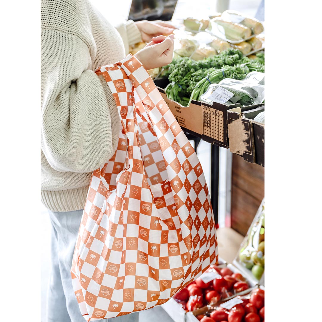 Hello Weekend Neutral Palm Trees, hearts & Shells - Foldable Shopper Bag