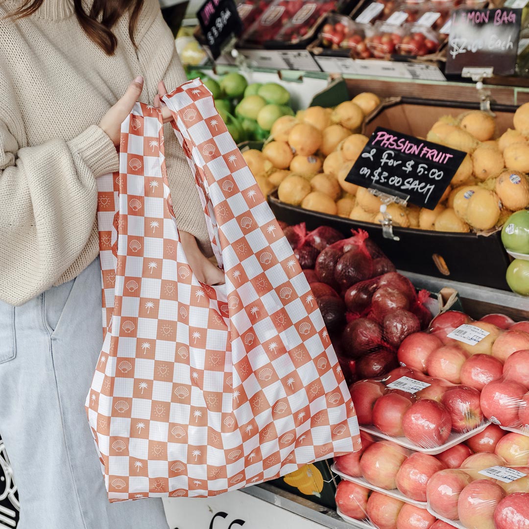 Hello Weekend Neutral Palm Trees, hearts & Shells - Foldable Shopper Bag