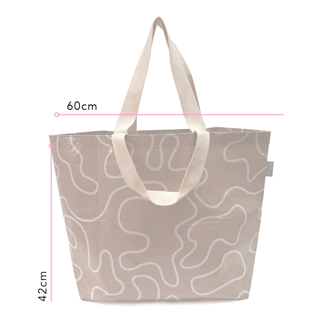 Hello Weekend Neutral Beige & Blush - Weekender Tote Bag with pocket
