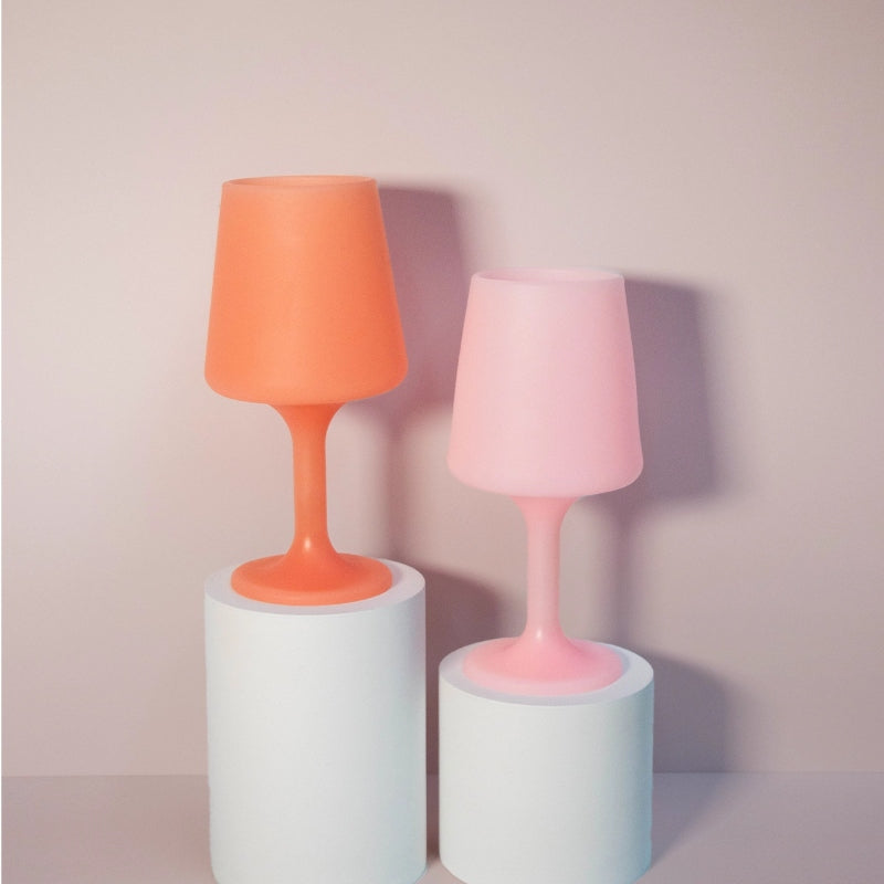 Silicone Unbreakable Wine Glasses - Pack of Two - Peach and Petal