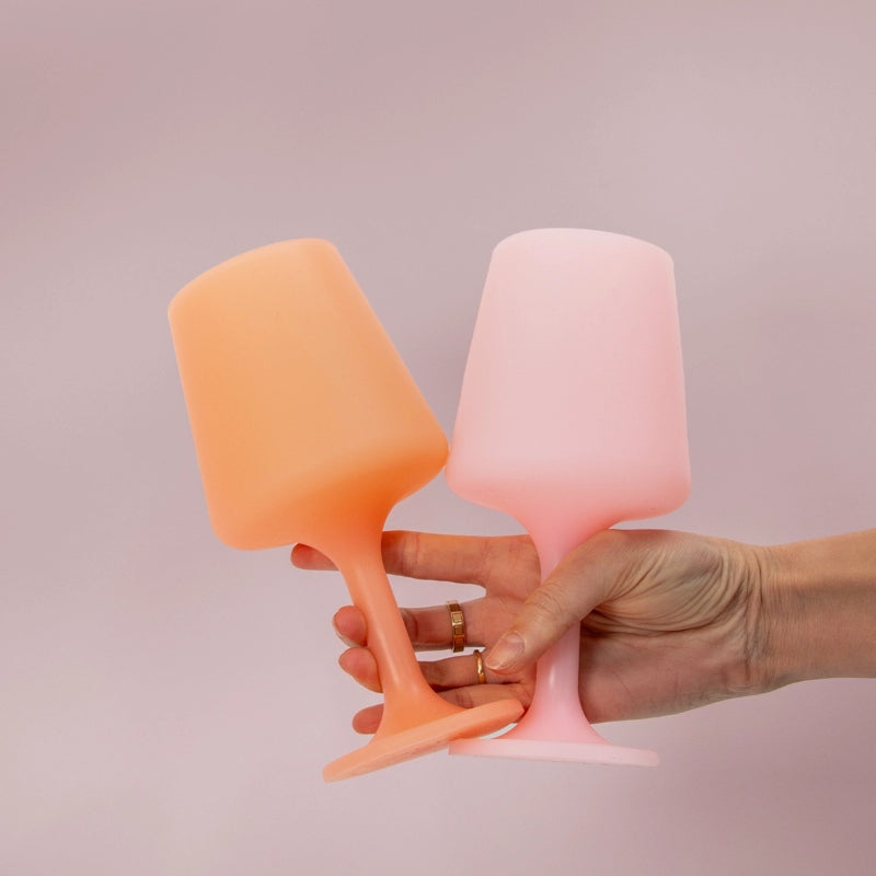 Silicone Unbreakable Wine Glasses - Pack of Two - Peach and Petal