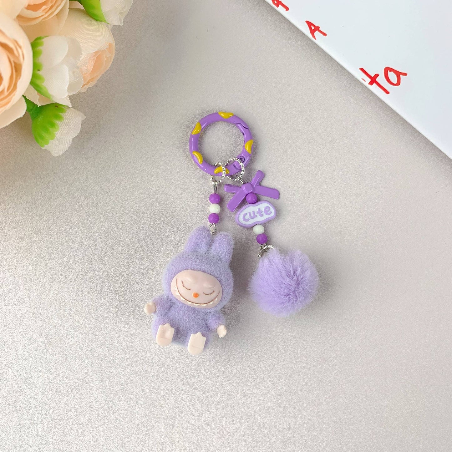 Labubu Hot-Selling Cute Keychain for Girls,Car Key Accessory: Pink