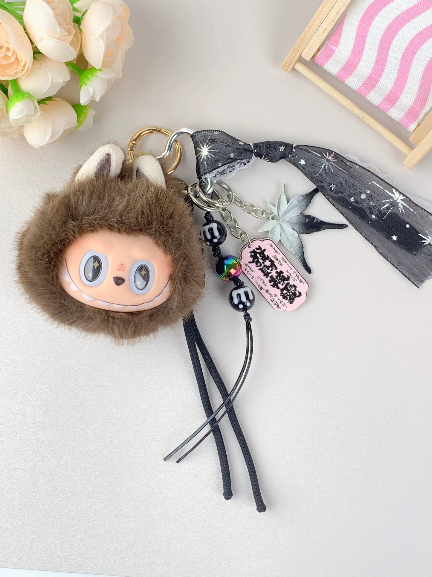 Labubu Hot-Selling Cute Plush Keychain for Girls – Bag Charm: Brown