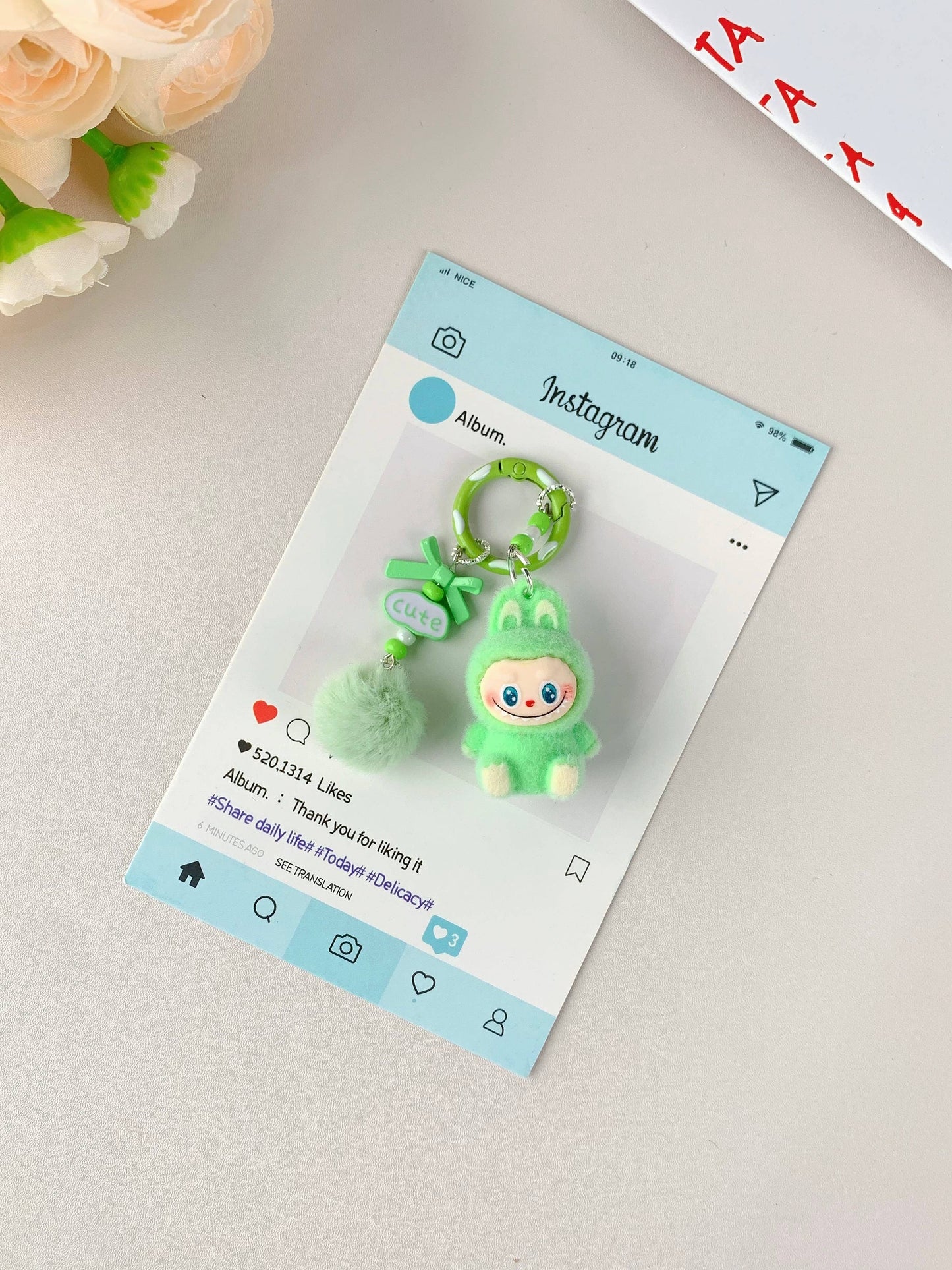 Labubu Hot-Selling Cute Keychain for Girls,Car Key Accessory: Pink