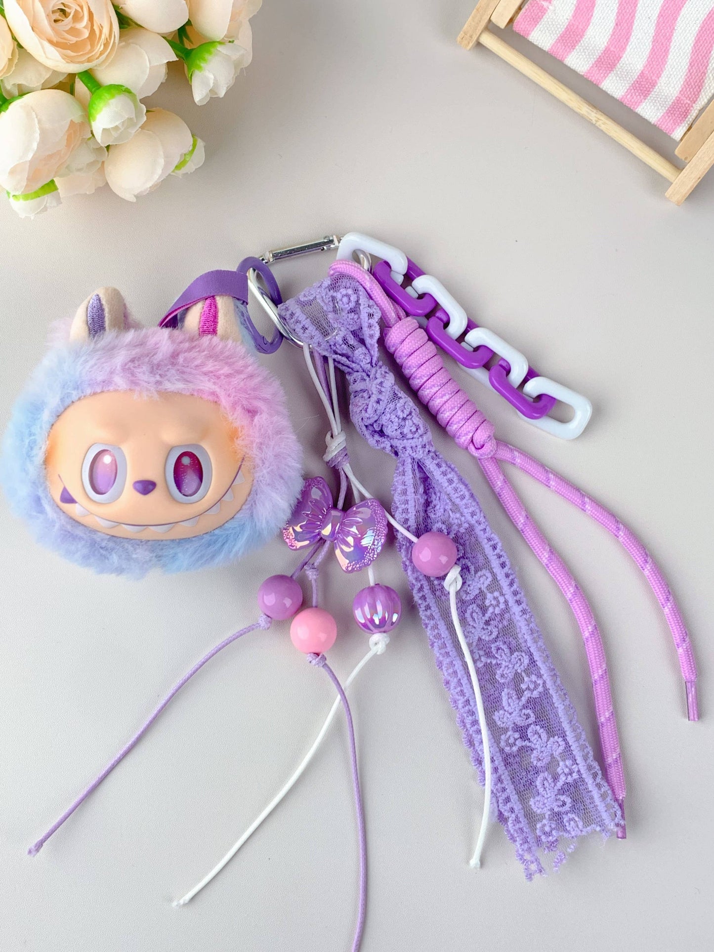 Labubu Hot-Selling Cute Plush Keychain for Girls – Bag Charm: Pink