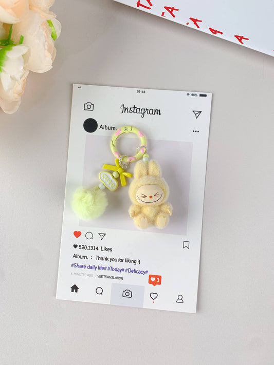 Labubu Hot-Selling Cute Keychain for Girls,Car Key Accessory: Yellow