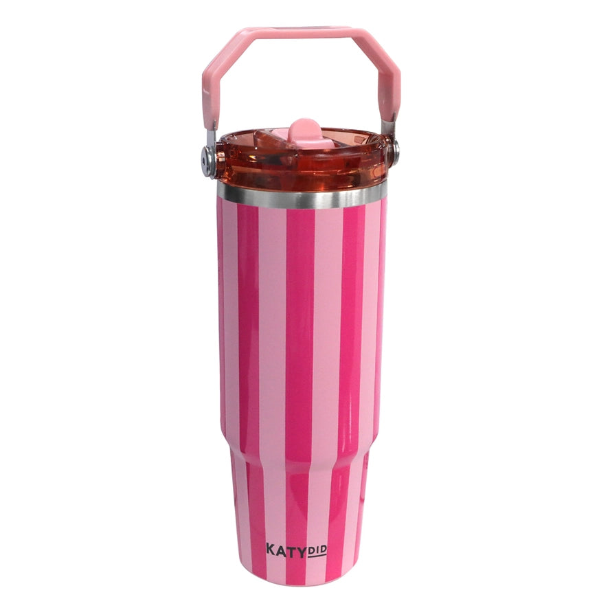 PRE-ORDER Pink and Hot Pink Striped Cabana Tumbler