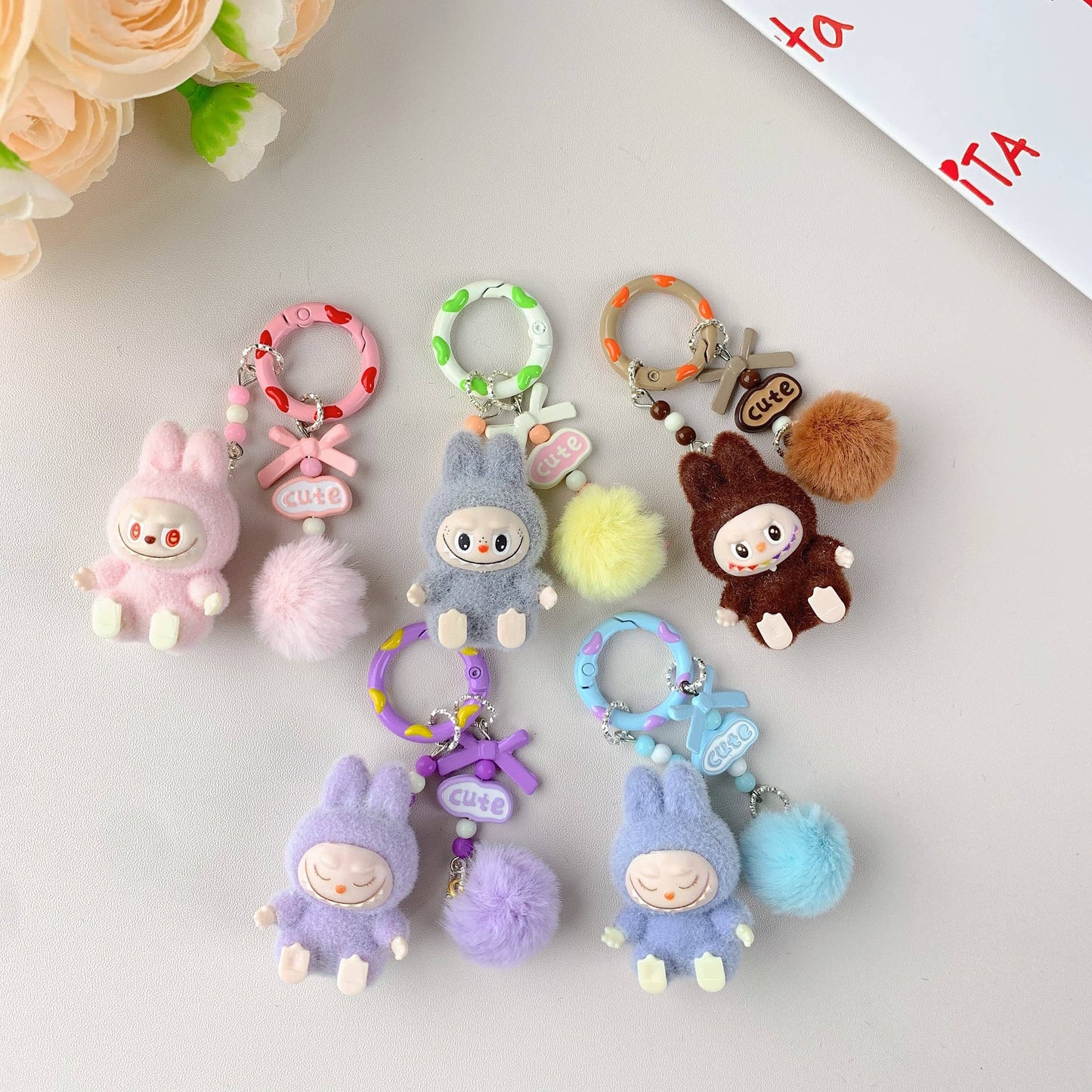Labubu Hot-Selling Cute Keychain for Girls,Car Key Accessory: Pink