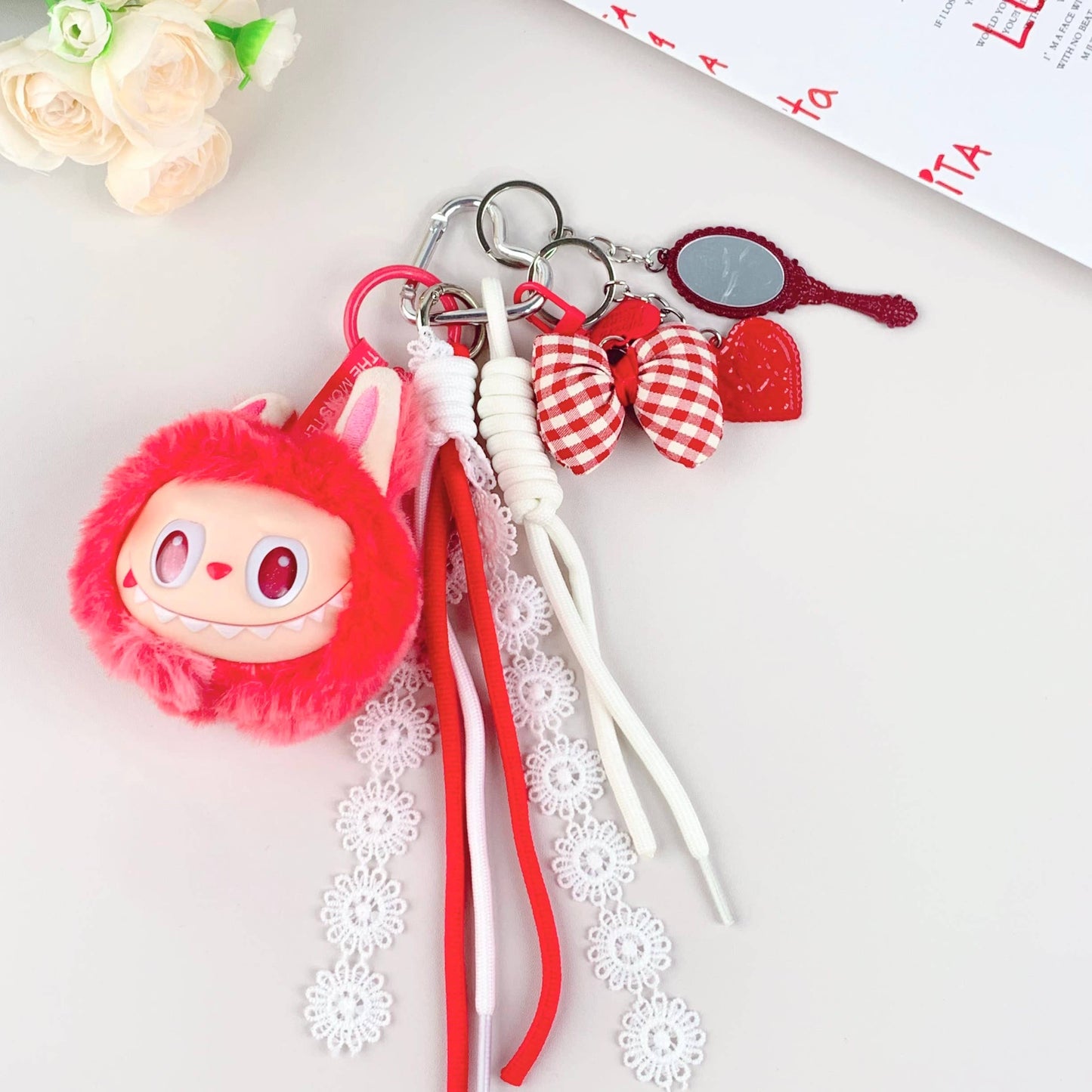 Labubu Hot-Selling Cute Plush Keychain for Girls – Bag Charm: Pink