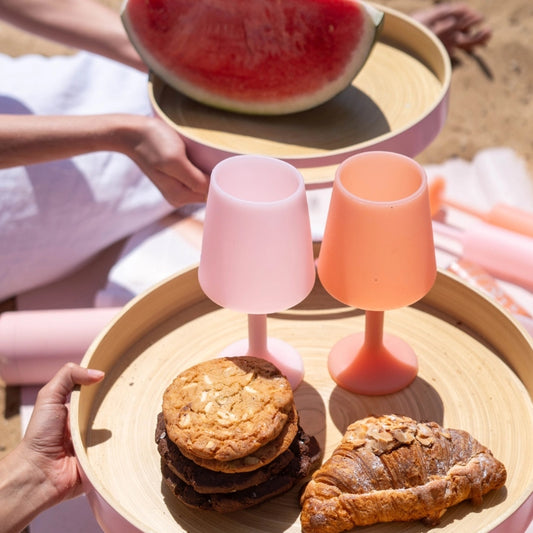 Silicone Unbreakable Wine Glasses - Pack of Two - Peach and Petal