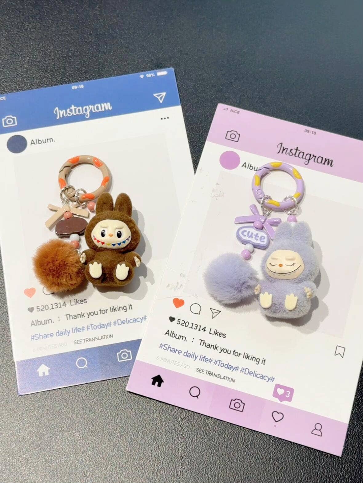 Labubu Hot-Selling Cute Keychain for Girls,Car Key Accessory: Pink