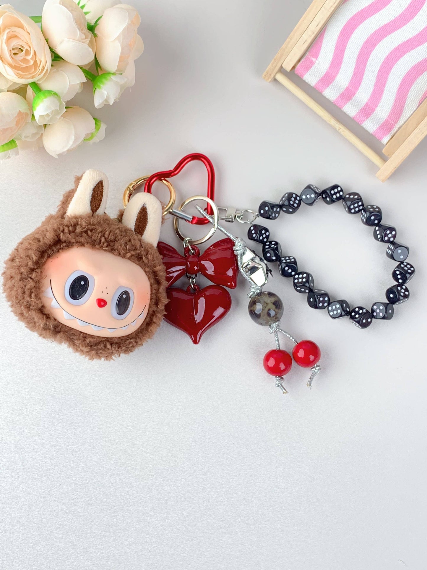 Labubu Hot-Selling Cute Plush Keychain for Girls – Bag Charm: Pink