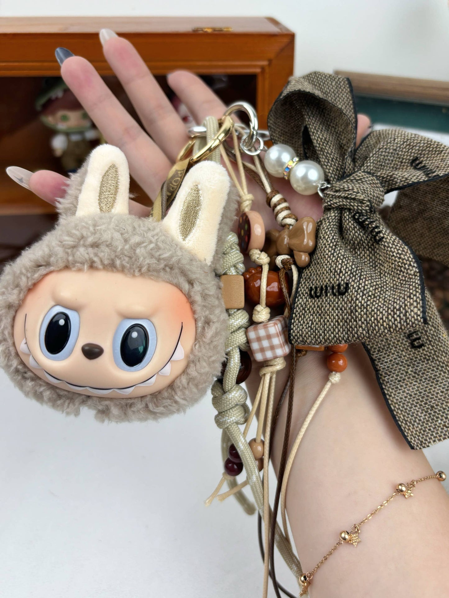 Labubu Hot-Selling Cute Plush Keychain for Girls – Bag Charm: Brown