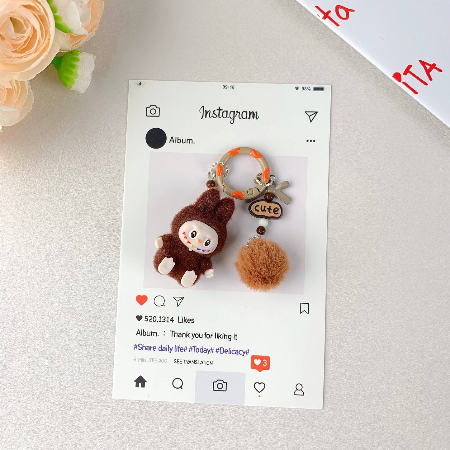 Labubu Hot-Selling Cute Keychain for Girls,Car Key Accessory: Blue